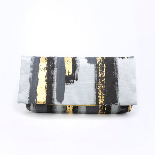 513 Paint Shop x Heritage Refashioned | Abstract Art Clutch - Charcoal Gold