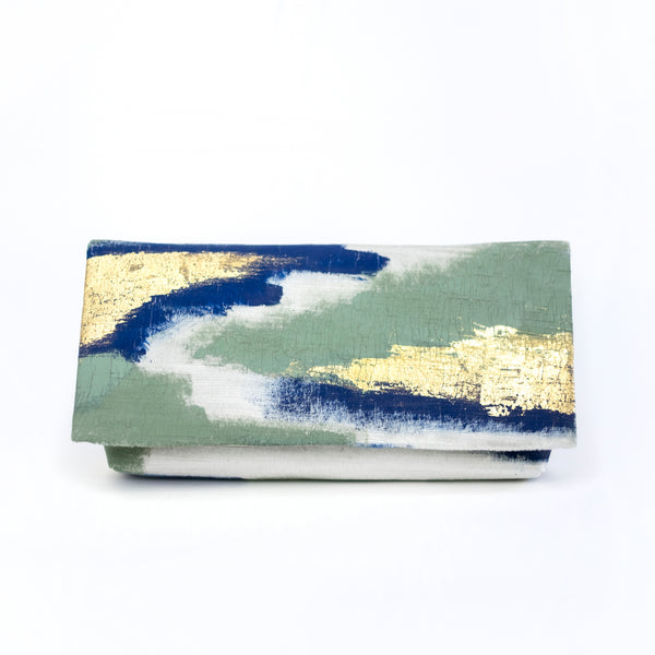 513 Paint Shop x Heritage Refashioned | Abstract Art Clutch - Blue Green Gold