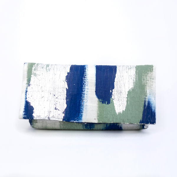 513 Paint Shop x Heritage Refashioned | Abstract Art Clutch - Blue Green Silver
