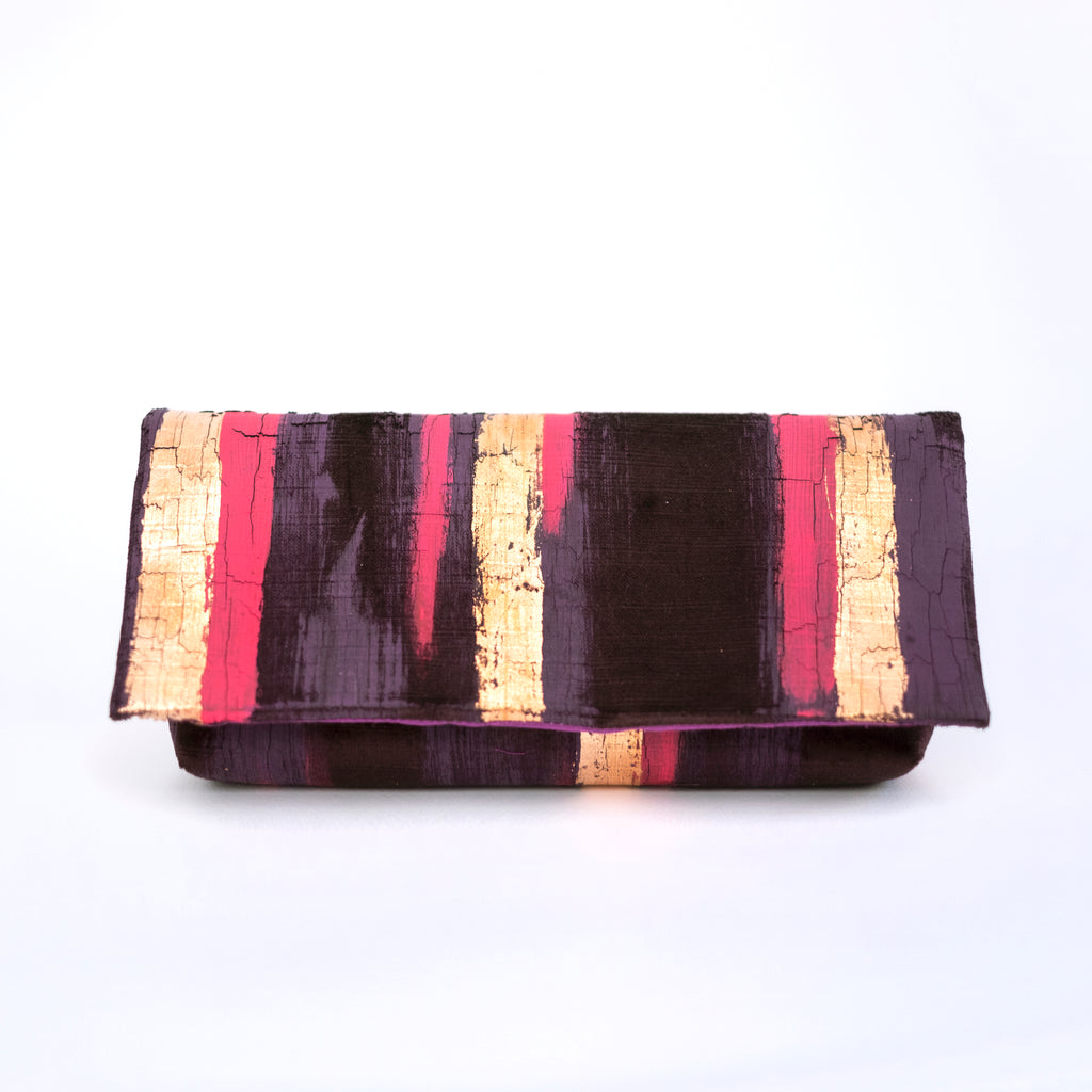 513 Paint Shop x Heritage Refashioned | Abstract Art Clutch - Neon Pink Copper
