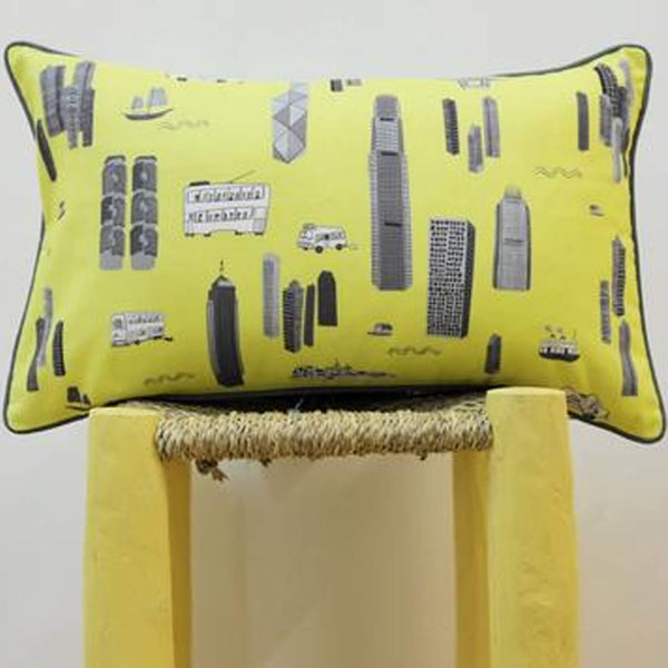 Works of Wonder | Cushion - Bright Yellow & Grey