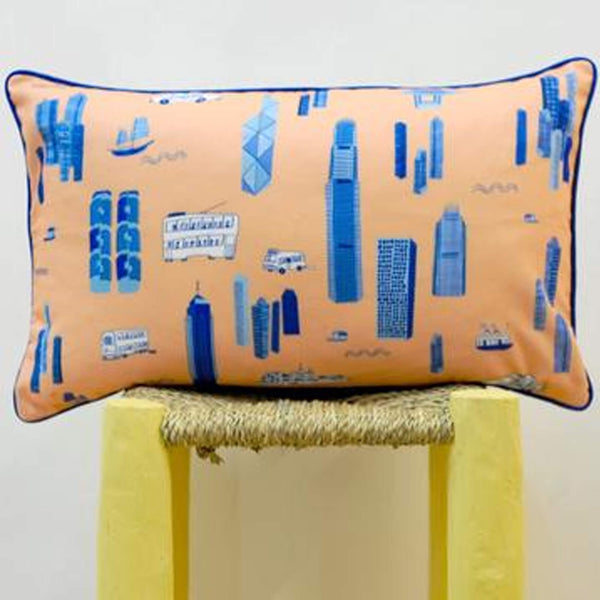 Works of Wonder | Cushion - Peach Orange & Blue