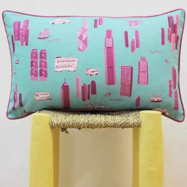 Works of Wonder | Cushion - Turquoise Blue & Pink